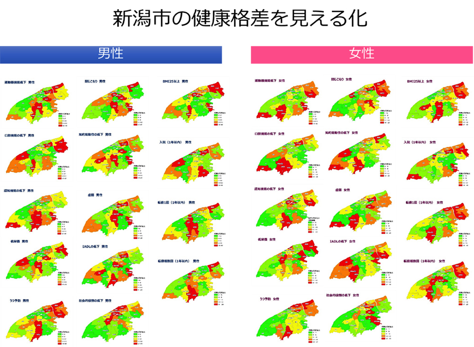 要介護リスクの見える化の例（新潟市JAGES2013調査による）