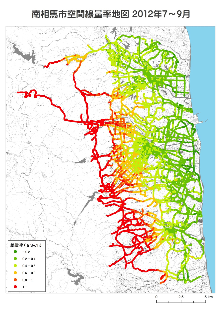 空間線量率地図の例（福島県南相馬市）