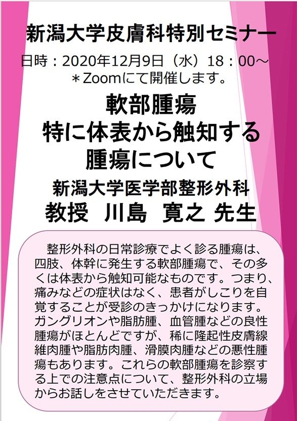 2020年12月9日特別Webセミナー川島寛之先生ポスター