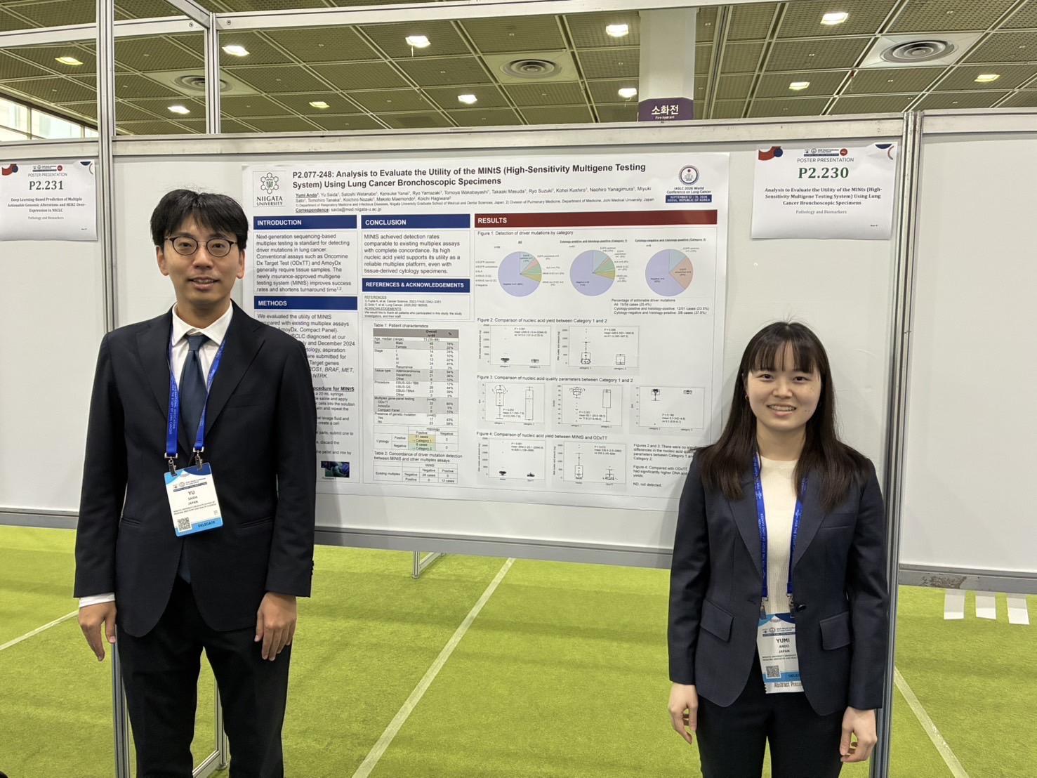 WCLC 2026の別の研究発表ポスター前での記念写真
